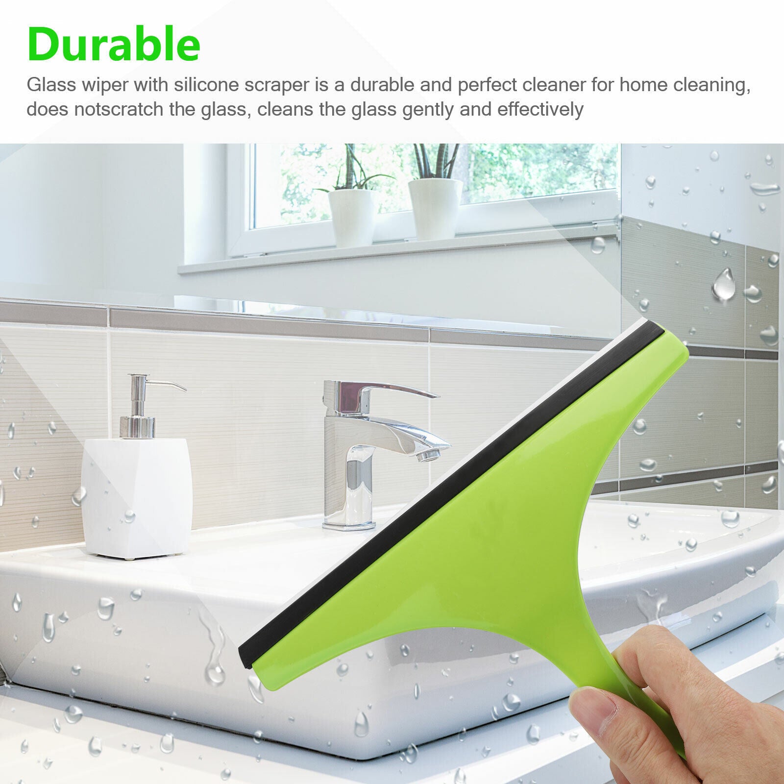 3X Glass Window Wiper Cleaner Squeegee Shower Screen Mirror Home Car Blade Brush Simple Green Car Glass Window Cleaner Wiper Cleaner Household Cleaning Brush Window Cleaning Tools