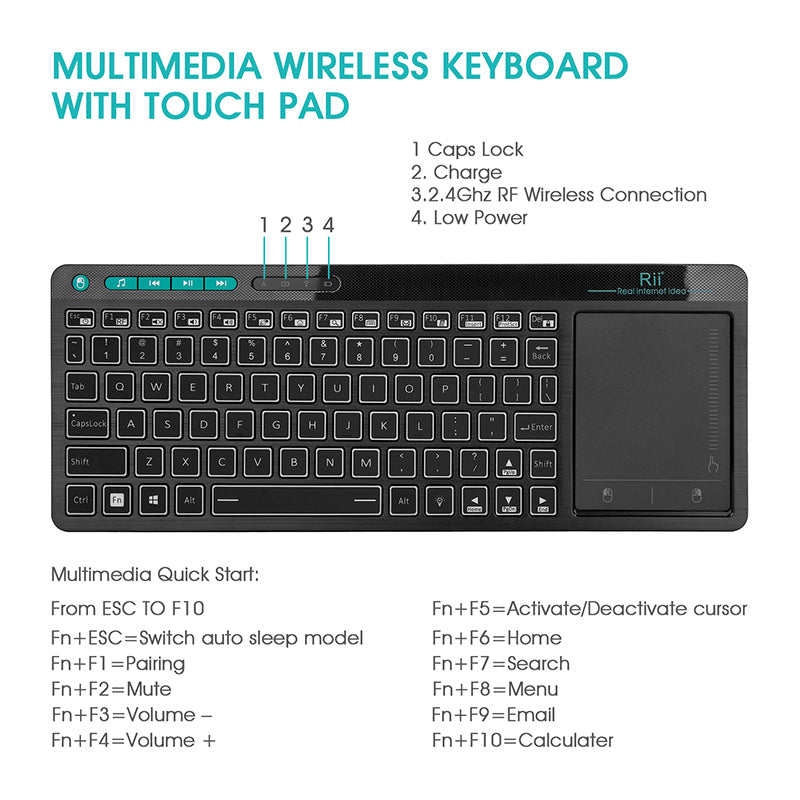 Multimdeia RGB Backlit Keyboard With Touchpad