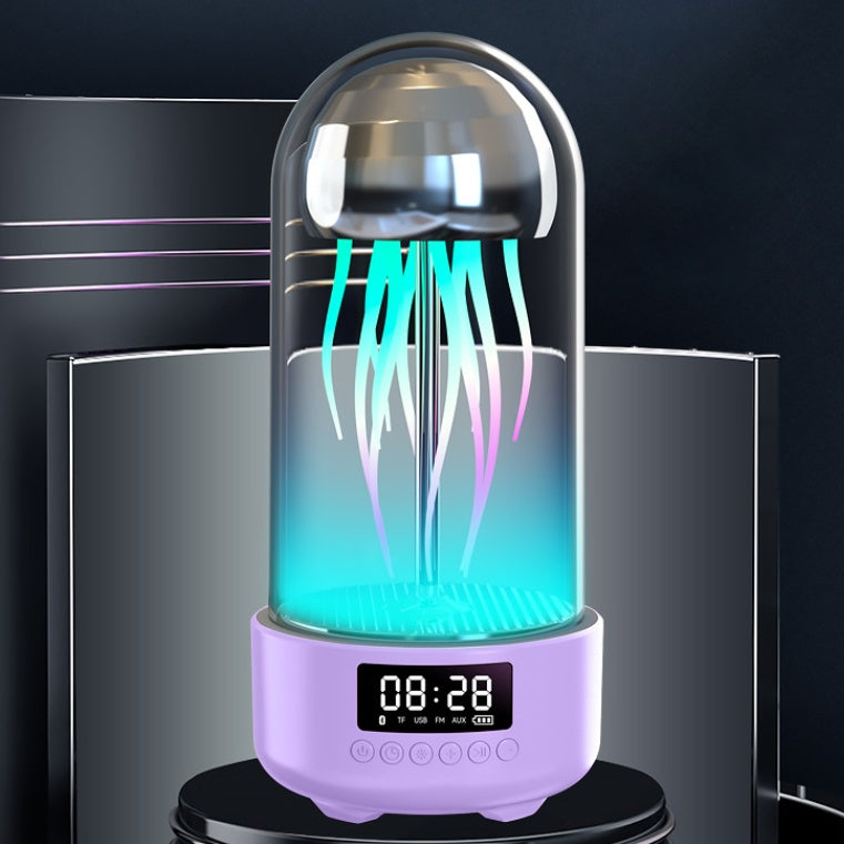 Creative 3in1 Colorful Jellyfish Lamp With Clock Luminous Portable Stereo Breathing Light Smart Decoration Bluetooth Speaker