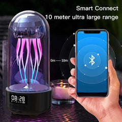 Creative 3in1 Colorful Jellyfish Lamp With Clock Luminous Portable Stereo Breathing Light Smart Decoration Bluetooth Speaker